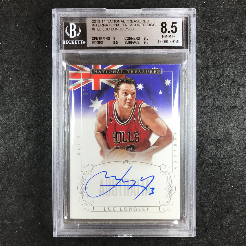 2013-14 National Treasures LUC LONGLEY International Treasures Auto 5/60 BGS 8.5