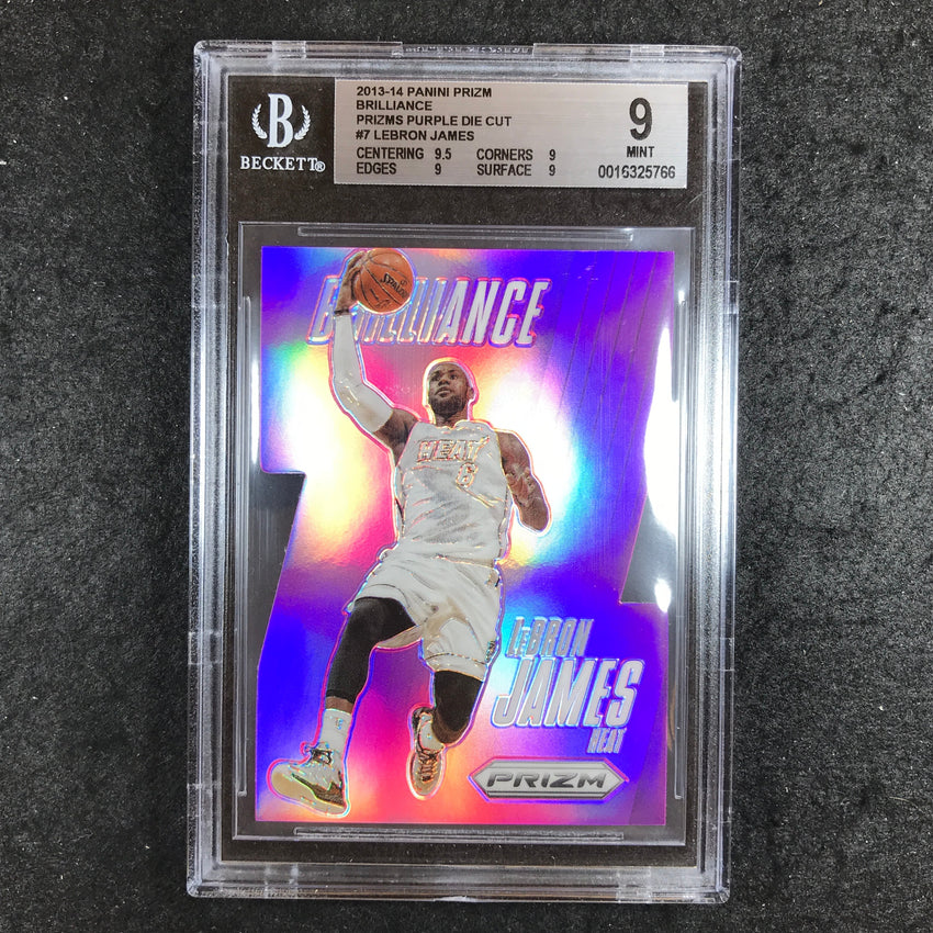 2013-14 Prizm LEBRON JAMES Brilliance Purple Die-Cut 39/49 #7 BGS 9 (766)