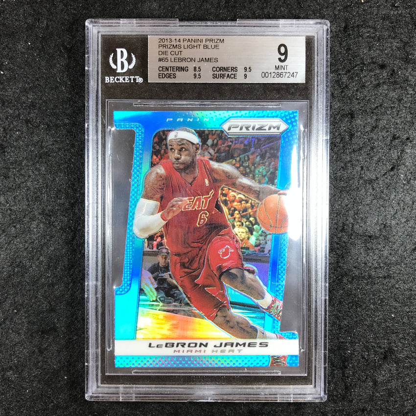 2013-14 Prizm LEBRON JAMES Light Blue Die-Cut 50/199 #65 BGS 9 (247)