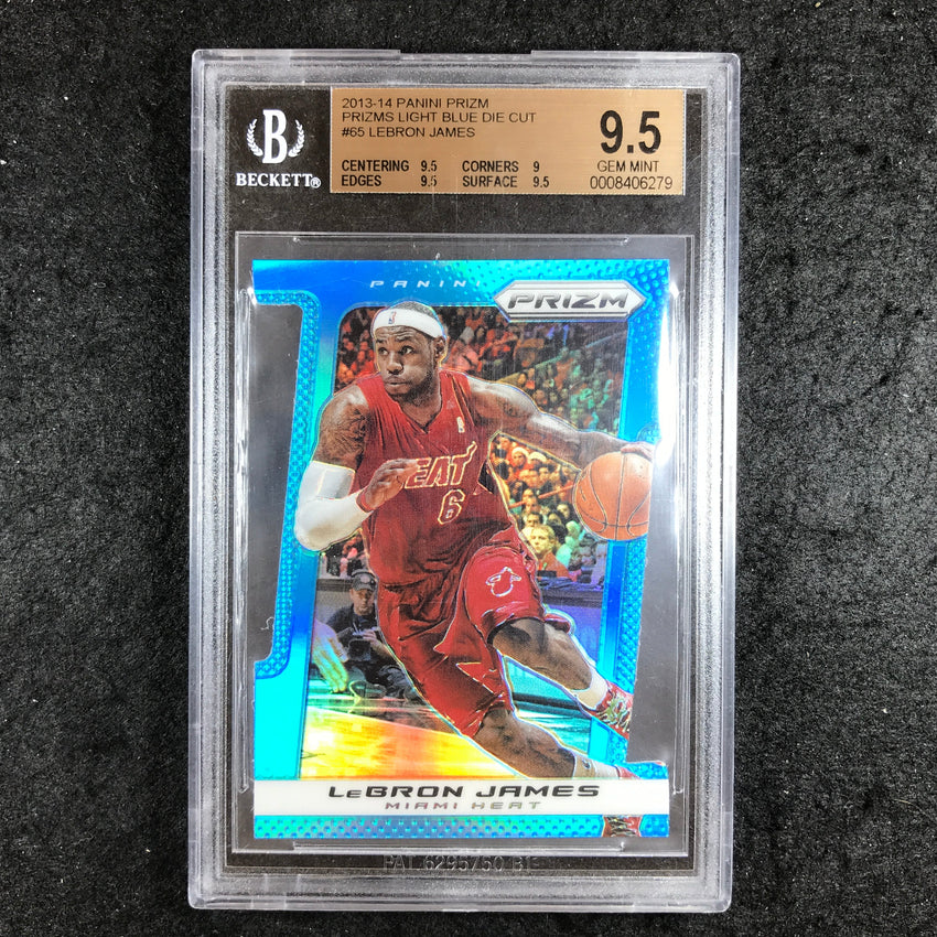 2013-14 Prizm LEBRON JAMES Light Blue Die-Cut 137/199 #65 BGS 9.5 (279)