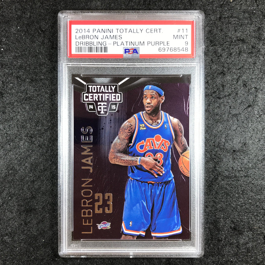 2014 Totally Certified LEBRON JAMES Dribbling Platinum Purple 37/49 #11 PSA 9