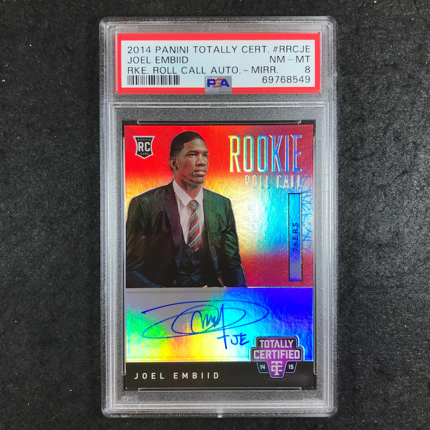 2014 Totally Certified JOEL EMBIID Rookie Roll Call Auto Mirror 8/25 PSA 8 (549)