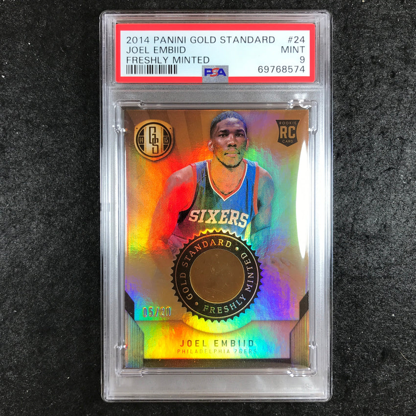 2014 Gold Standard JOEL EMBIID Freshly Minted Rookie 5/20 PSA 9 (574)