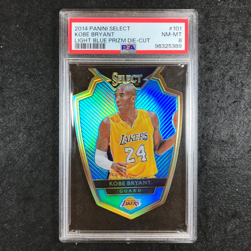 2014 Select KOBE BRYANT Light Blue Prizm Die-Cut 19/199 #101 PSA 8 (389)