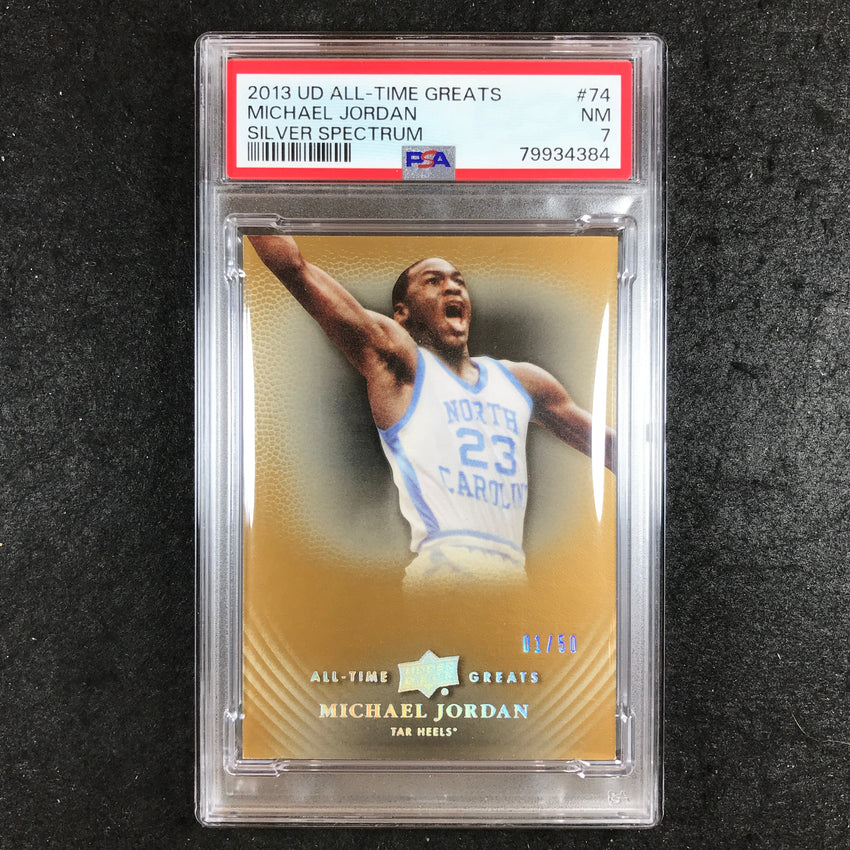 2013 UD All-Time Greats MICHAEL JORDAN Silver Spectrum 1/50 #74 PSA 7 (384)