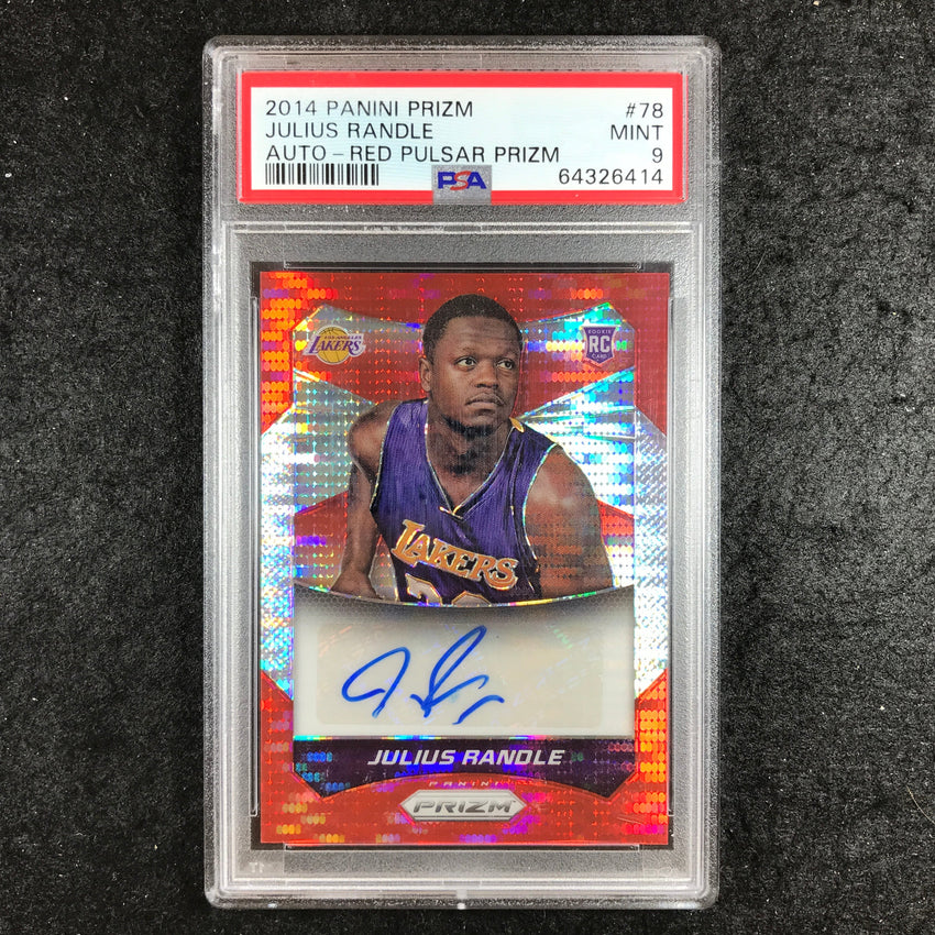 2014 Prizm JULIUS RANDLE Rookie Auto Red Pulsar Prizm 35/99 PSA 9 (414)
