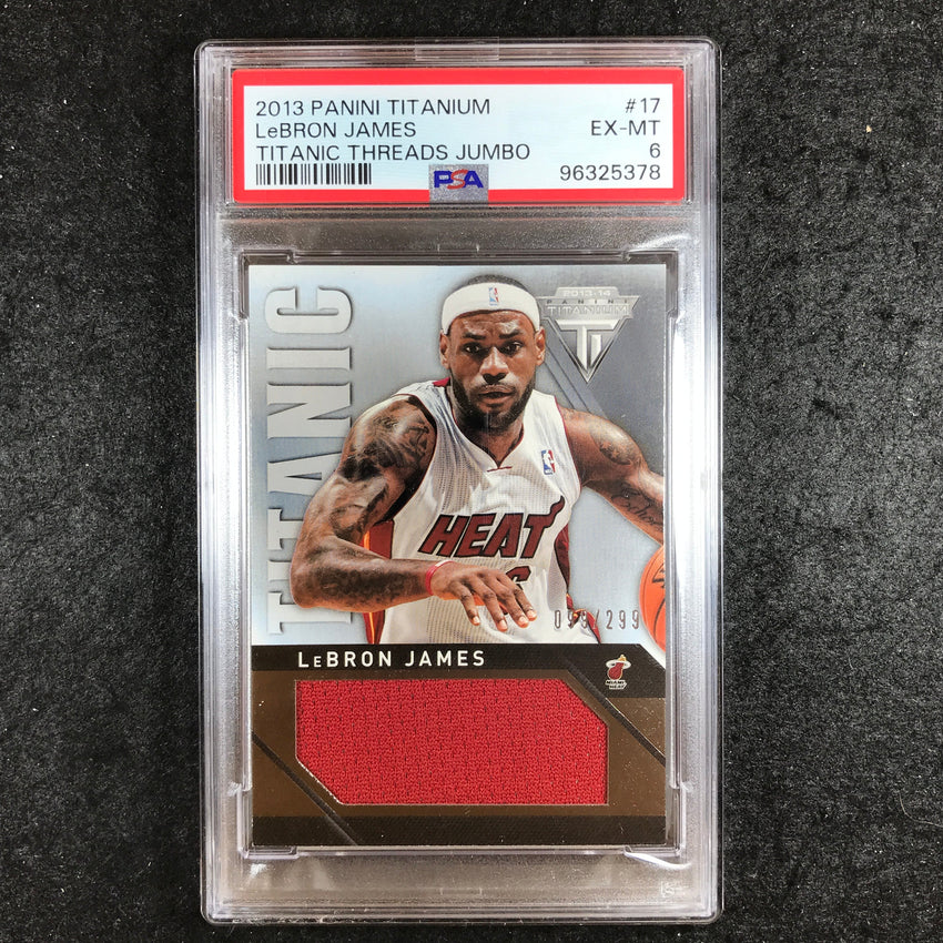2013 Titanium LEBRON JAMES Titanic Threads Jumbo 99/299 #17 PSA 6 (378)