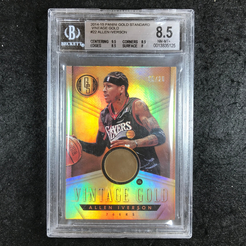 2014-15 Gold Standard ALLEN IVERSON Vintage Gold 6/20 #22 BGS 8.5 (125)