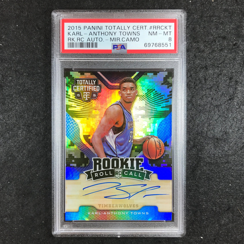 2015 Totally Certified KARL-ANTHONY TOWNS Rookie Roll Call Auto Camo 16/25 PSA 8