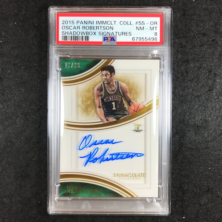 2015 Immaculate OSCAR ROBERTSON Shadowbox Signatures Auto 29/60 PSA 8 (496)