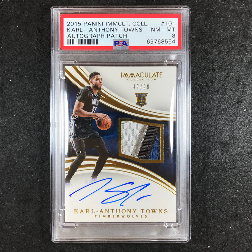2015 Immaculate KARL-ANTHONY TOWNS Rookie Patch Auto 47/99 #101 PSA 8 (564)