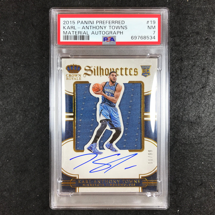 2015 Preffered KARL-ANTHONY TOWNS Rookie Material Auto 11/99 #19 PSA 7 (534)