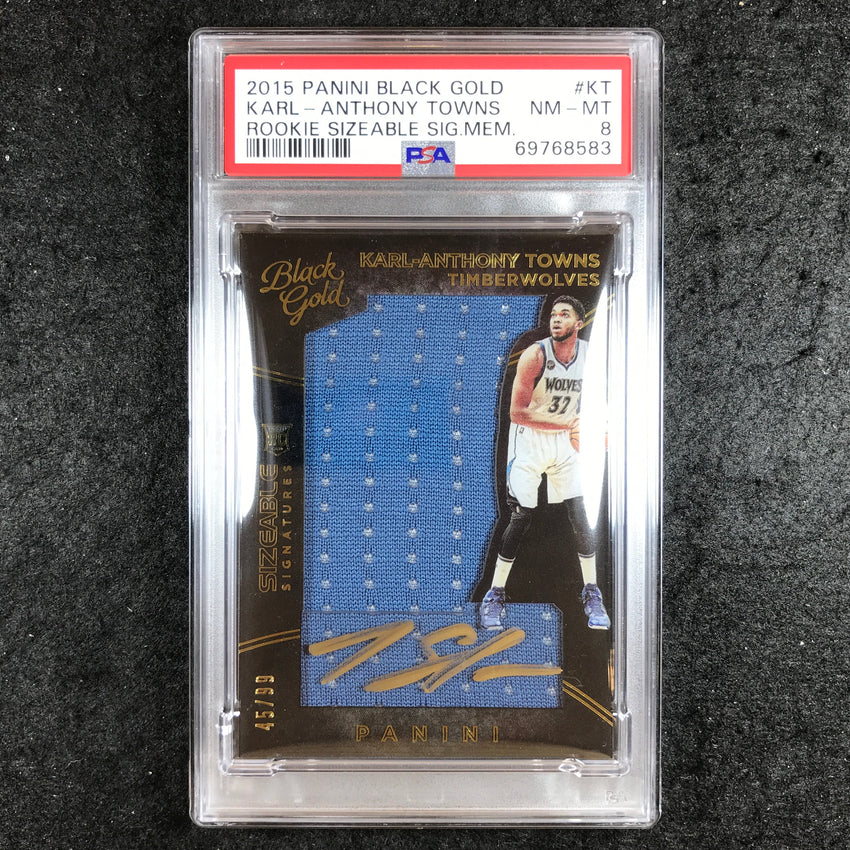 2015 Black Gold KARL-ANTHONY TOWNS Rookie Sizeable Signatures Auto 45/99 PSA 8