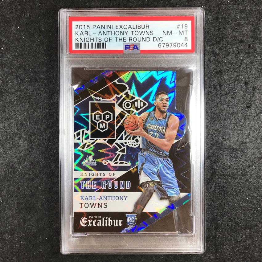 2015 Excalibur KARL-ANTHONY TOWNS Rookie Knights of the Round #19 PSA 8 (044)