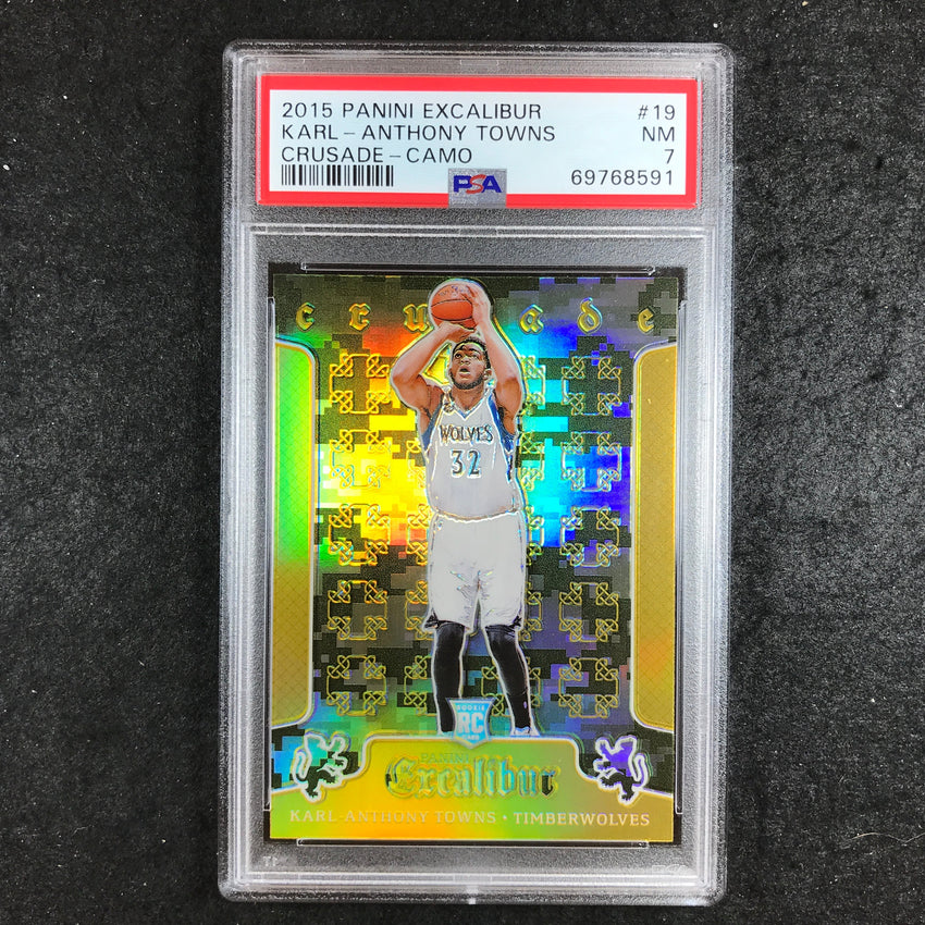 2015 Excalibur KARL-ANTHONY TOWNS Rookie Crusade Camo #19 PSA 7 (591)