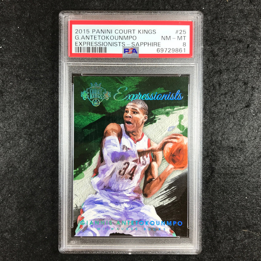 2015 Court Kings GIANNIS ANTETOKOUNMPO Expressionists Sapphire 10/25 #25 PSA 8