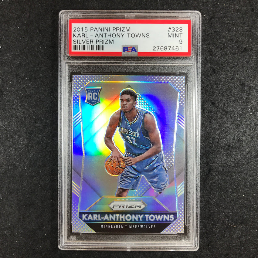 2015 Prizm KARL-ANTHONY TOWNS Rookie Silver Prizm #328 PSA 9 (461)