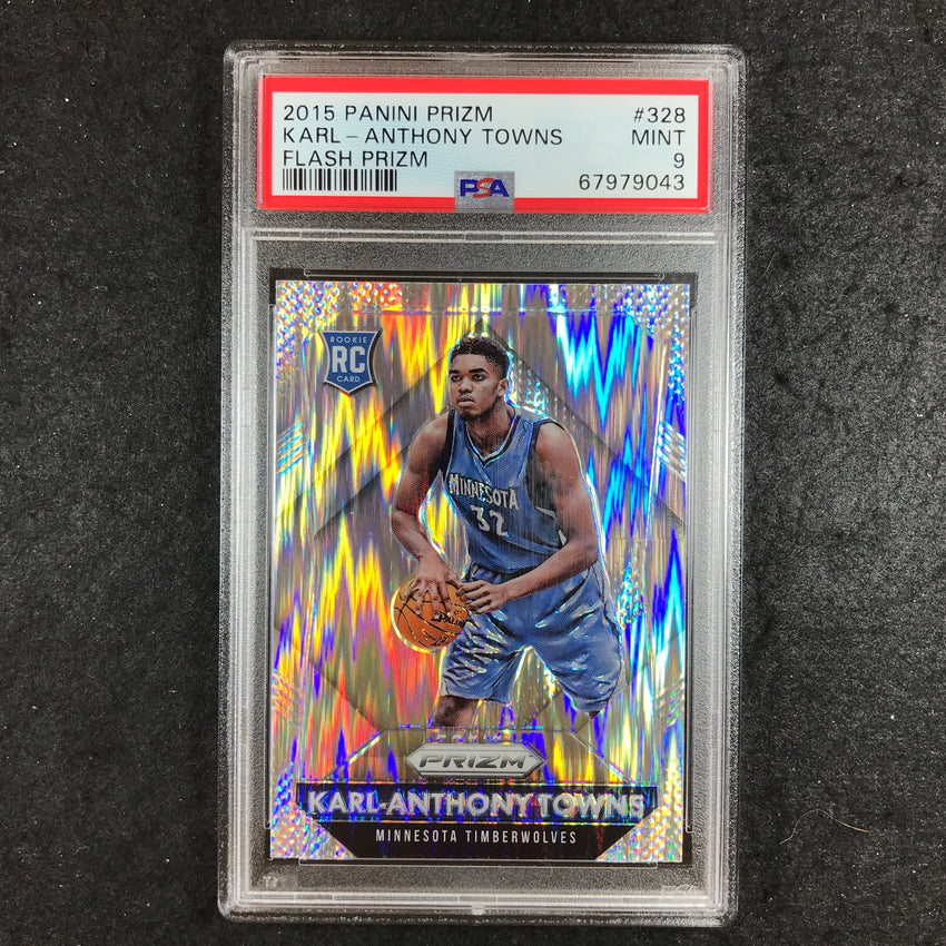2015 Prizm KARL-ANTHONY TOWNS Rookie Flash Prizm #328 PSA 9 (043)