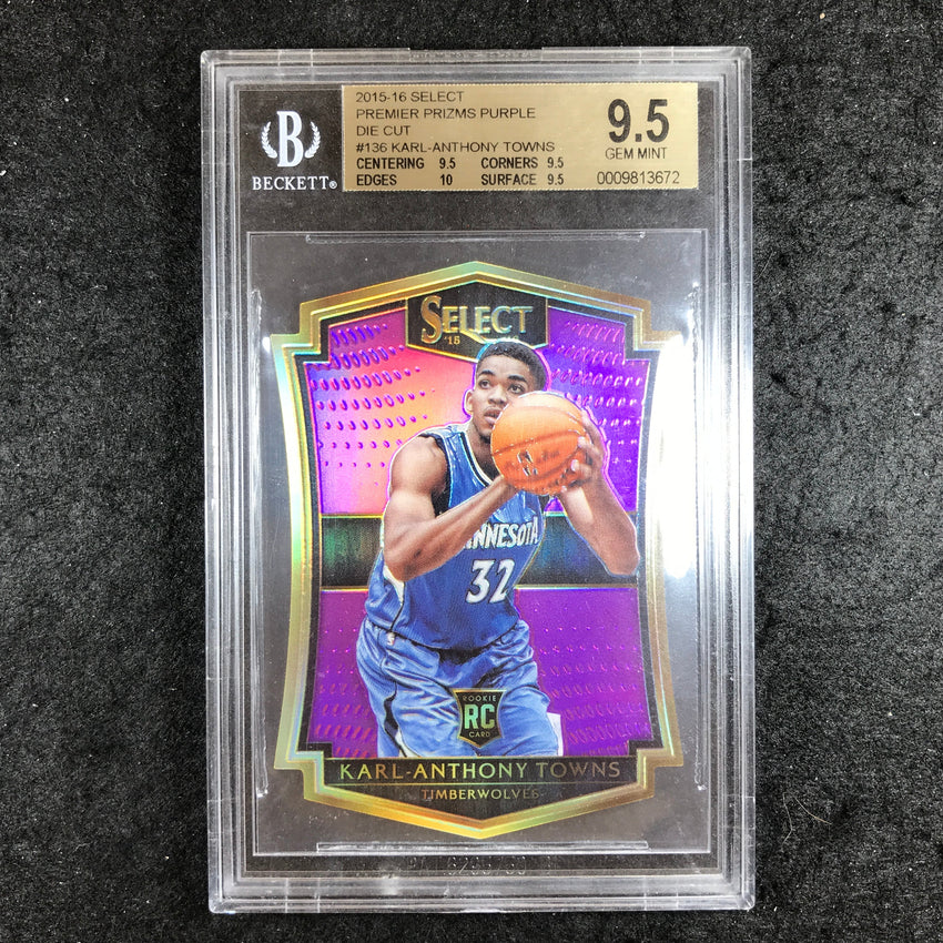 2015-16 Select KARL-ANTHONY TOWNS Premier Rookie Purple 73/99 #136 BGS 9.5 (672)