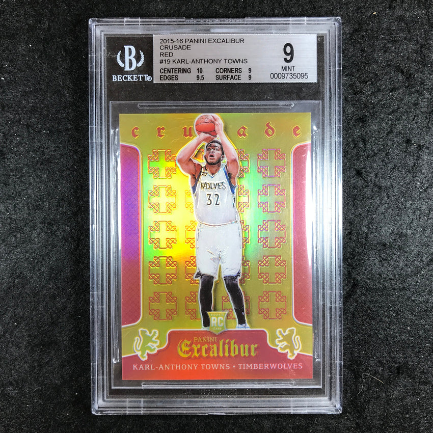 2015-16 Excalibur KARL-ANTHONY TOWNS Crusade Rookie Red 41/149 #19 BGS 9 (095)