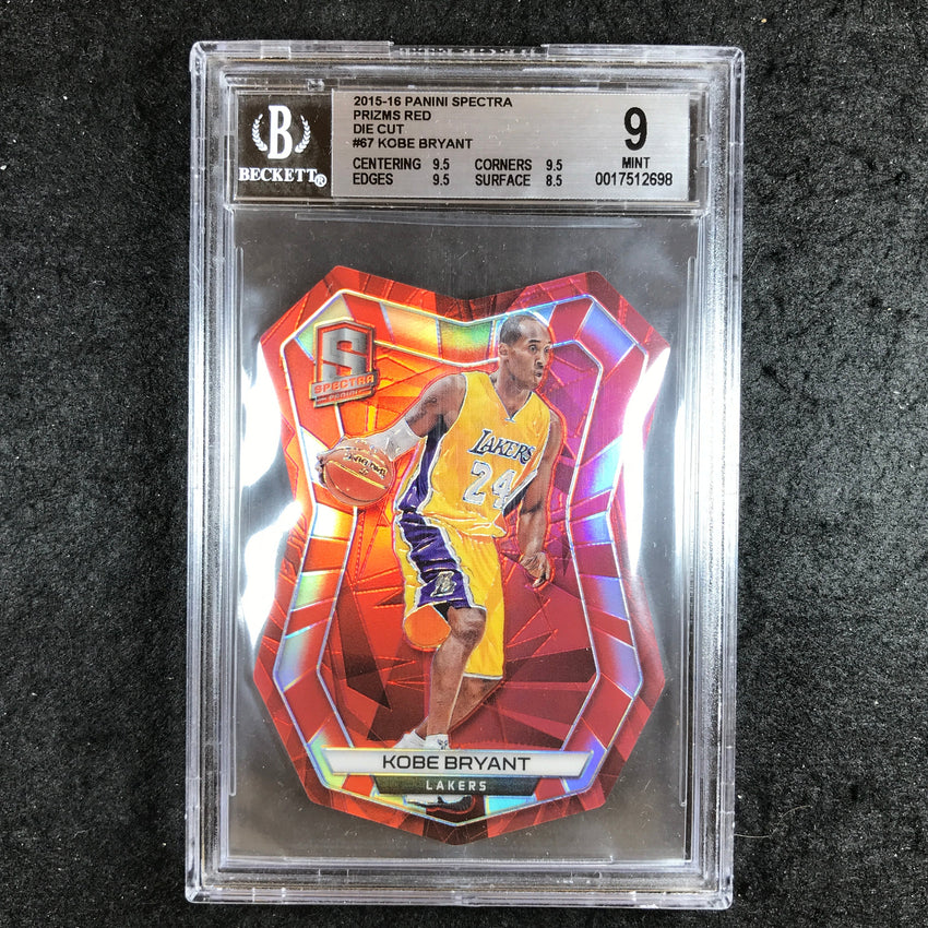 2015-16 Spectra KOBE BRYANT Prizms Red Die-Cut 19/25 #67 BGS 9 (698)