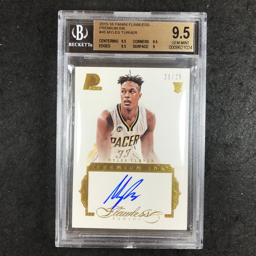 2015-16 Flawless MYLES TURNER Premium Ink Rookie Auto 21/25 BGS 9.5 (024)