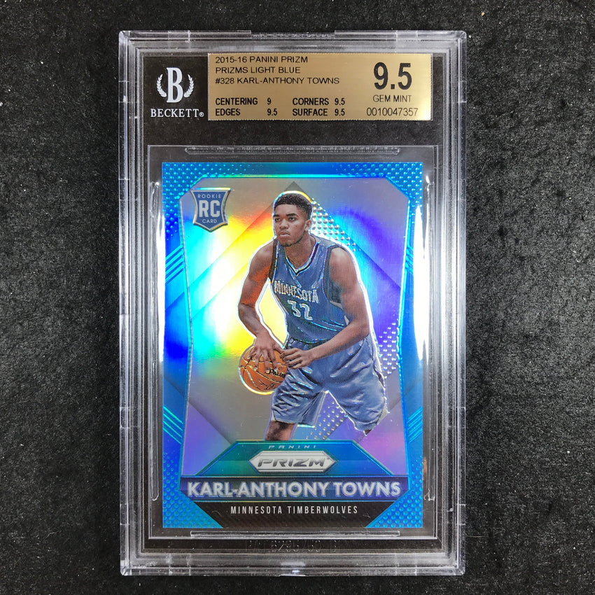 2015-16 Prizm KARL-ANTHONY TOWNS Rookie Light Blue 83/199 #328 BGS 9.5 (357)