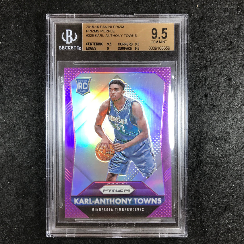 2015-16 Prizm KARL-ANTHONY TOWNS Rookie Prizms Purple 39/99 #328 BGS 9.5 (659)