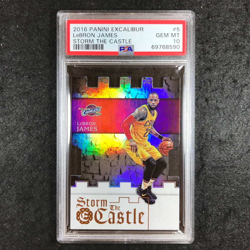 2016 Excalibur LEBRON JAMES Storm the Castle Die-Cut #5 PSA 10 (590)