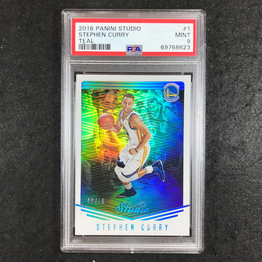 2016 Studio STEPHEN CURRY Teal 9/15 #1 PSA 9 (623)
