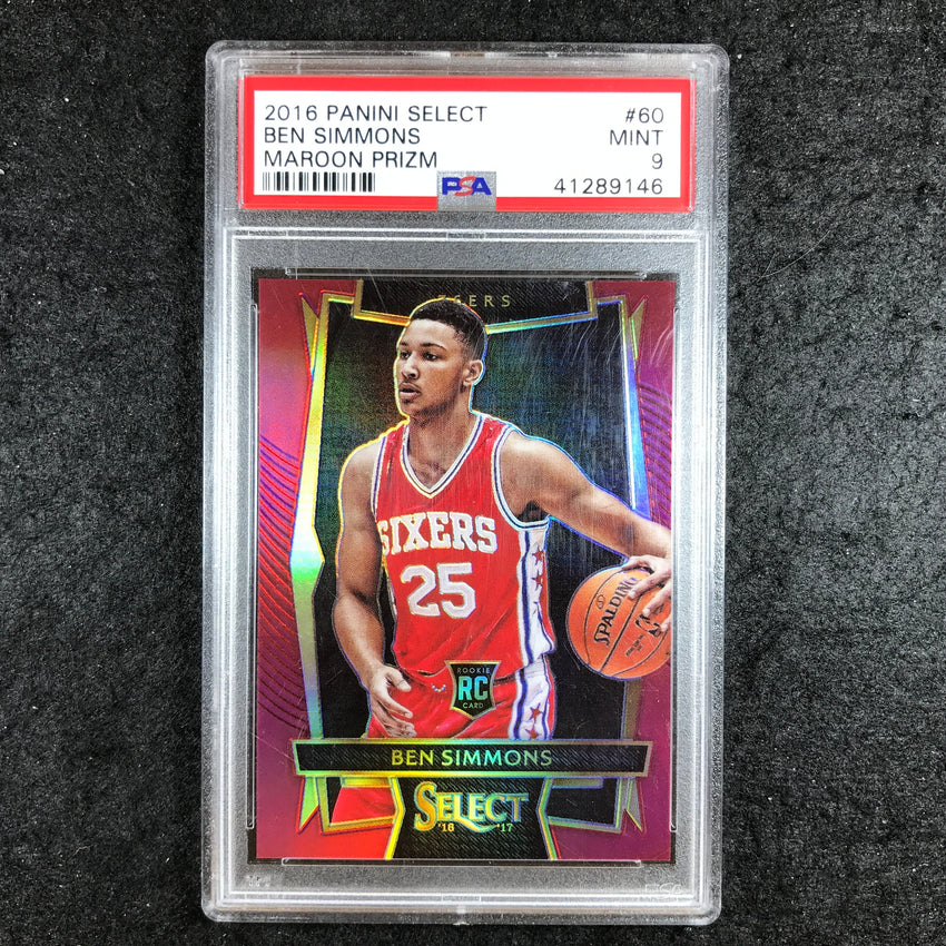 2016 Select BEN SIMMONS Rookie Maroon Prizm 141/175 #60 PSA 9 (146)