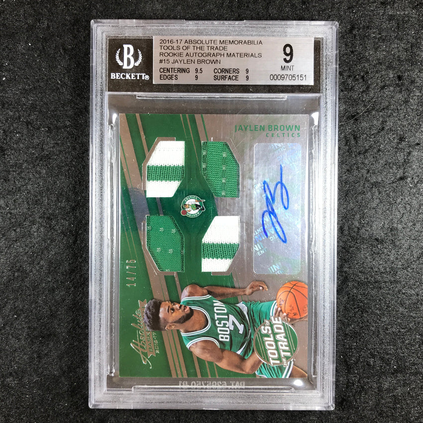 2016-17 Absolute JAYLEN BROWN Tools of the Trade Rookie Auto 14/75 BGS 9 (151)