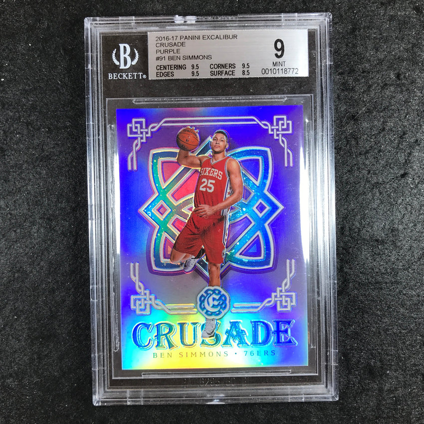 2016-17 Excalibur BEN SIMMONS Rookie Crusade Purple 35/49 #91 BGS 9 (772)