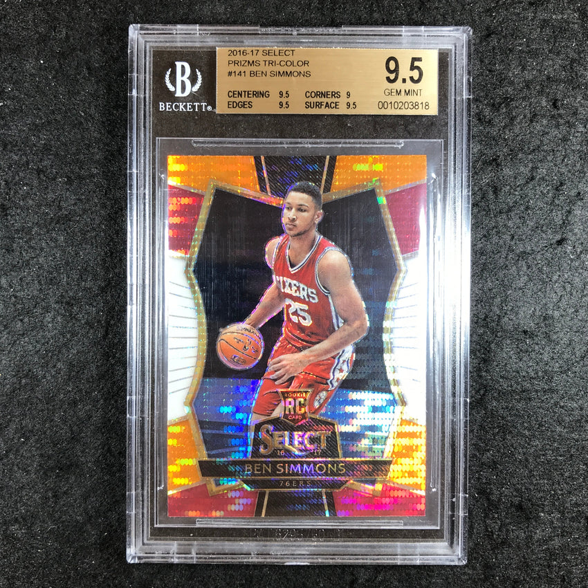 2016-17 Select BEN SIMMONS Rookie Prizms Tri-Color #141 BGS 9.5 (818)