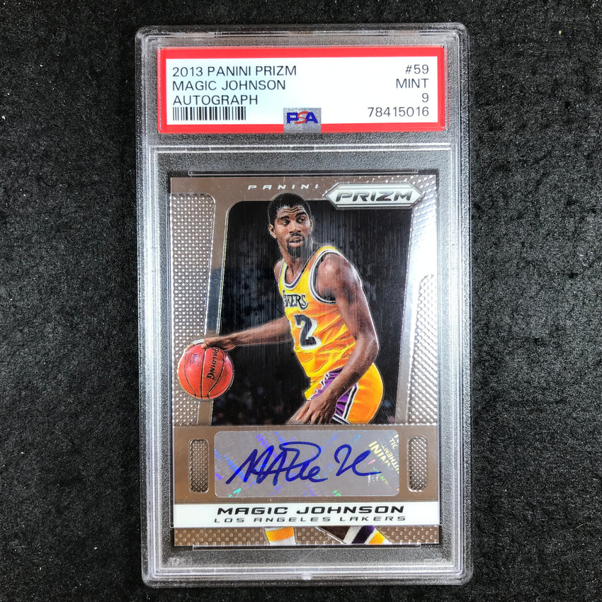 2013 Prizm MAGIC JOHNSON Autograph #59 PSA 9 (016)