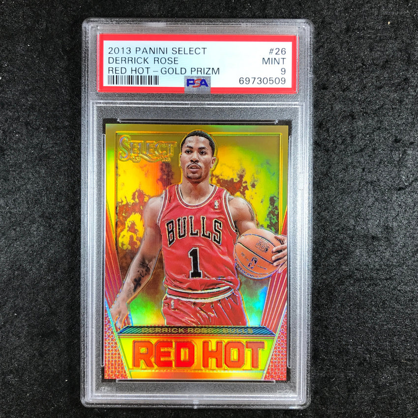 2013 Select DERRICK ROSE Red Hot Gold Prizm 5/10 #26 PSA 9 (509)