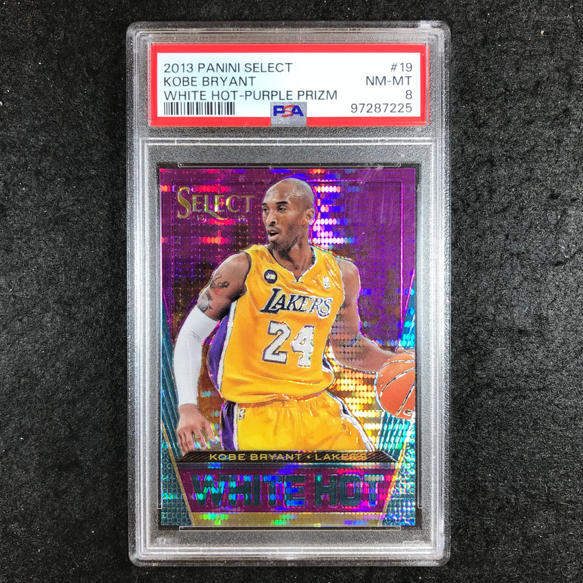2013 Select KOBE BRYANT White Hot Purple Prizm 59/99 #19 PSA 8 (225)