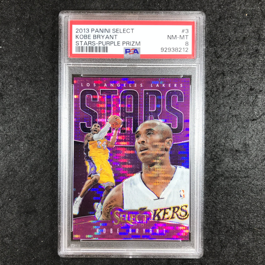 2013 Select KOBE BRYANT Stars Purple Prizm 87/99 #3 PSA 8 (212)