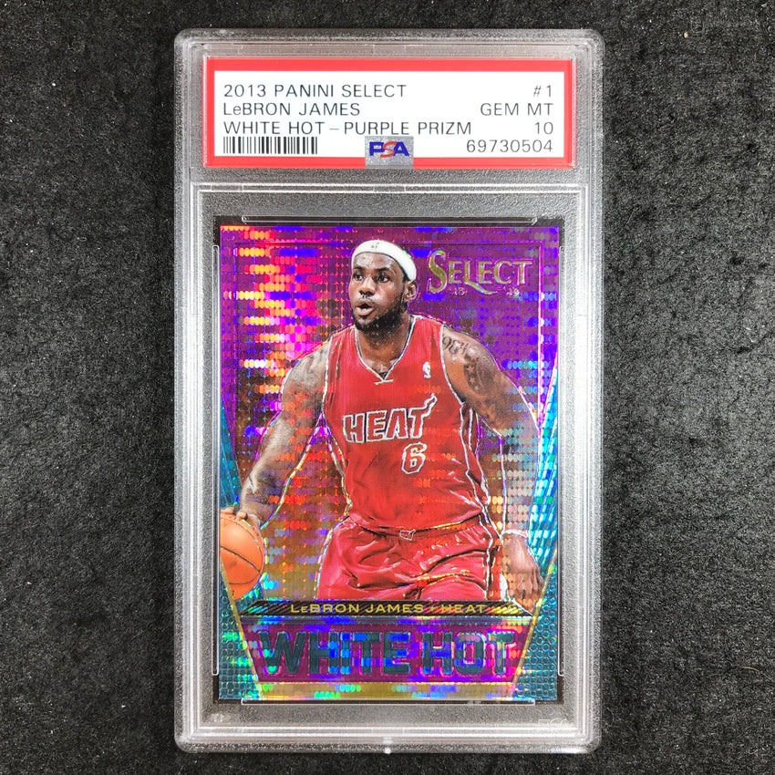 2013 Select LEBRON JAMES White Hot Purple Prizm 8/99 #1 PSA 10 (504)