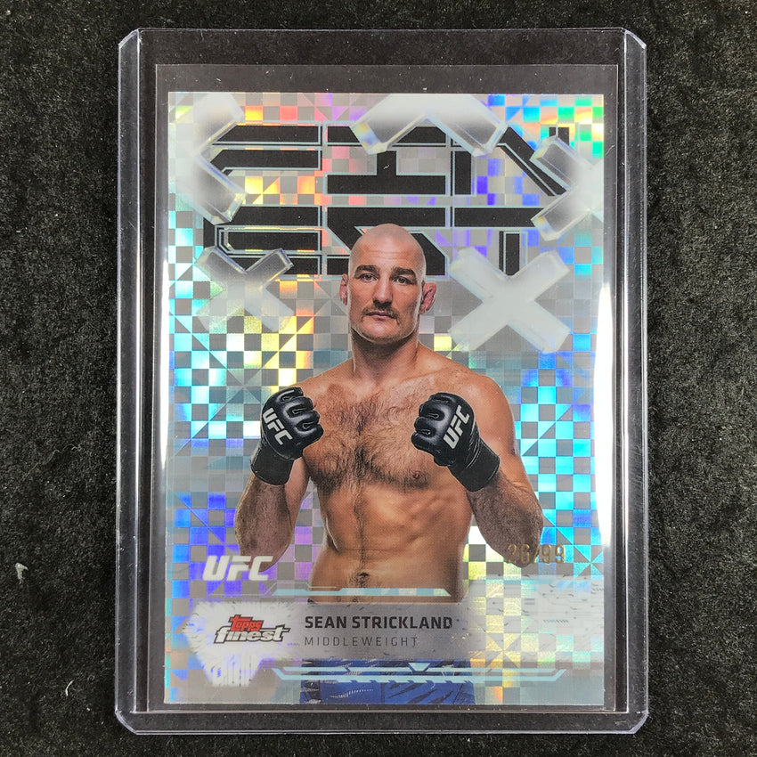 2025 Topps Finest UFC SEAN STRICKLAND Common Blue Checkerboard 26/99 #8