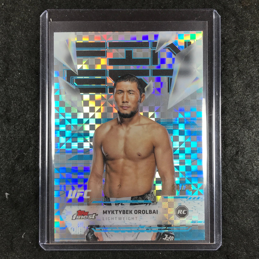 2025 Topps Finest UFC MYKTYBEK OROLBAI Rookie Uncommon Blue Checkerboard 21/75