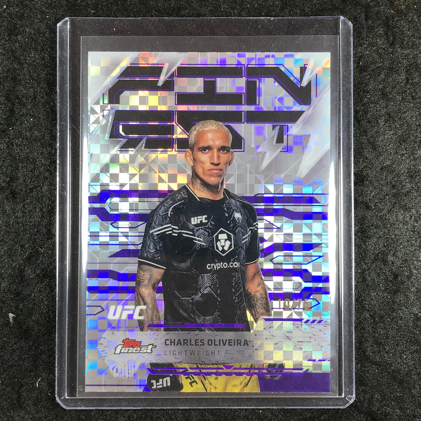 2025 Topps Finest UFC CHARLES OLIVEIRA Rare Purple Checkerboard 10/75 #291