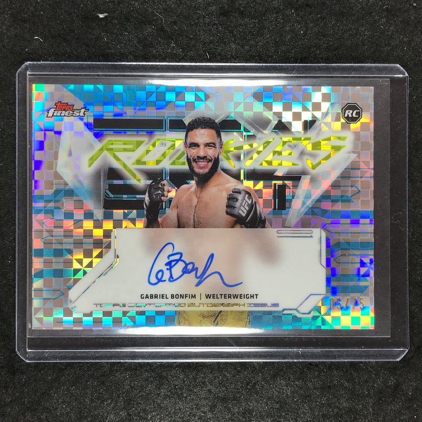 2025 Topps Finest UFC GABRIEL BONFIM Finest Rookies Auto Blue Checkerboard 5/75