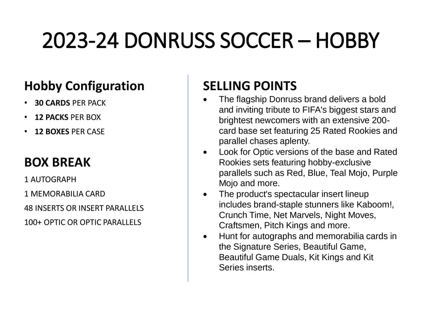 2023-24 Panini Donruss Soccer Hobby Box (Pre Order May 11)