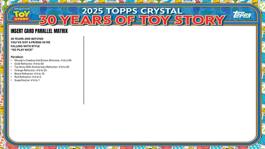 2025 Topps Crystal 30 Years of Toy Story Hobby Box | Woody Buzz 1