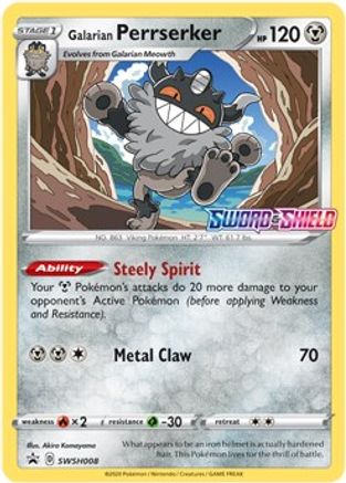 Galarian Perrserker - SWSH008 - Pokemon SWSH Sword & Shield Promo