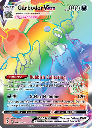 HYPER RARE Garbodor Vmax - 216/203 - Evolving Skies