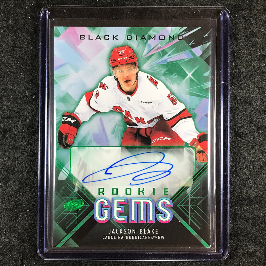2024-25 Black Diamond NHL JACKSON BLAKE Rookie Gems Signatures Auto Green 1/5