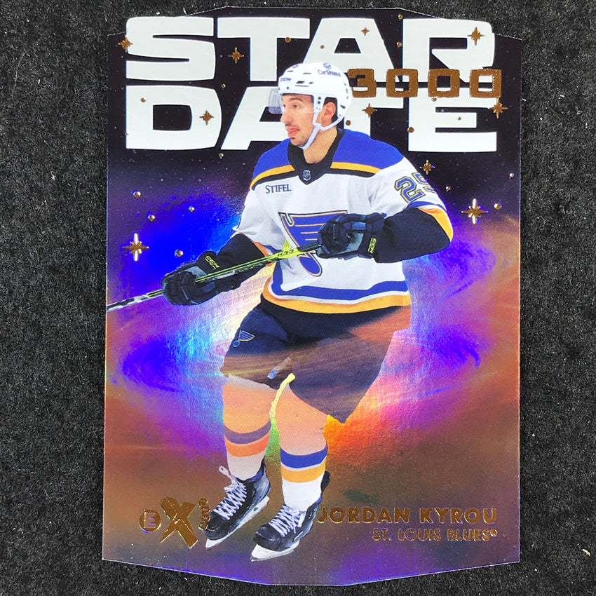 2023-24 Skybox E-X 2000 NHL JORDAN KYROU Star Date 3000 Die-Cut #18