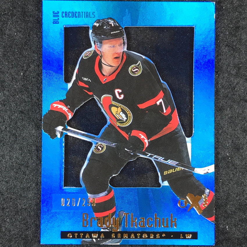2023-24 Skybox E-X 2000 NHL BRADY TKACHUK Base Blue Credentials 20/299 #51